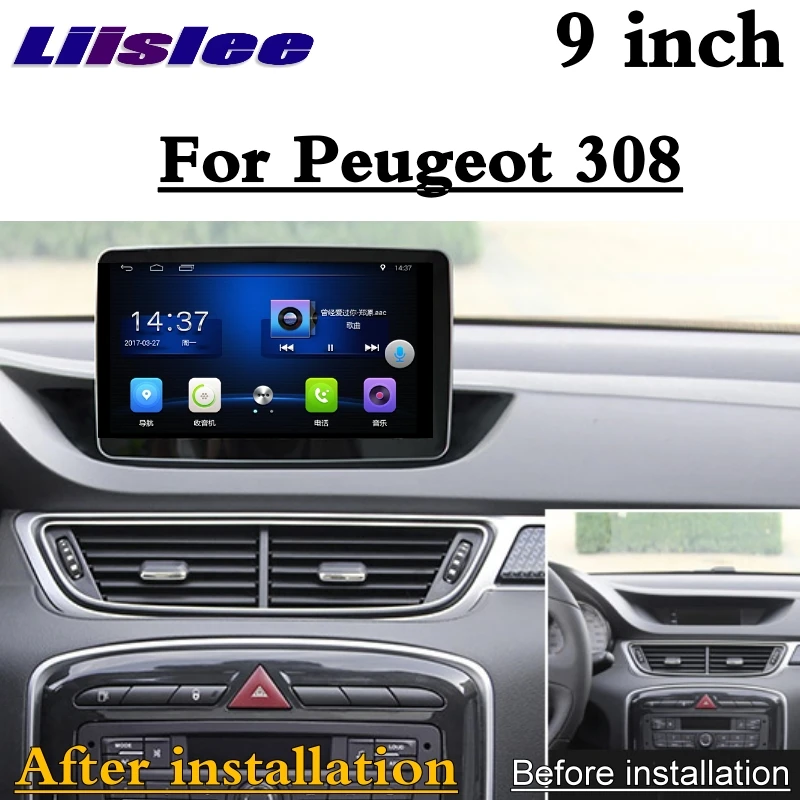 Za Peugeot 308 T7 2008~2013 LiisLee Avto Večpredstavnostna Zaslonu Zemljevid GPS Wifi Audio Stereo Radio CarPlay Adapter Navigacijska tipka NAVI ZEMLJEVID