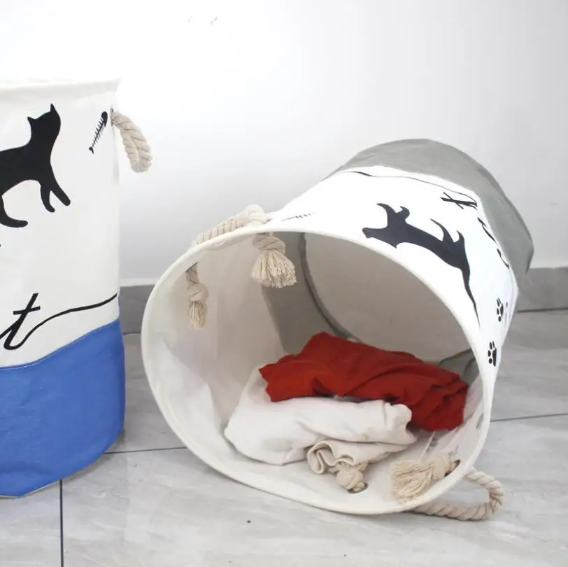Risanke Mačka in pes Nepremočljiva Pralnica Ovirajo Prenosni Oblačila za Shranjevanje Košare Doma dekoracijo sod Zložljiva otroci igrače organizator