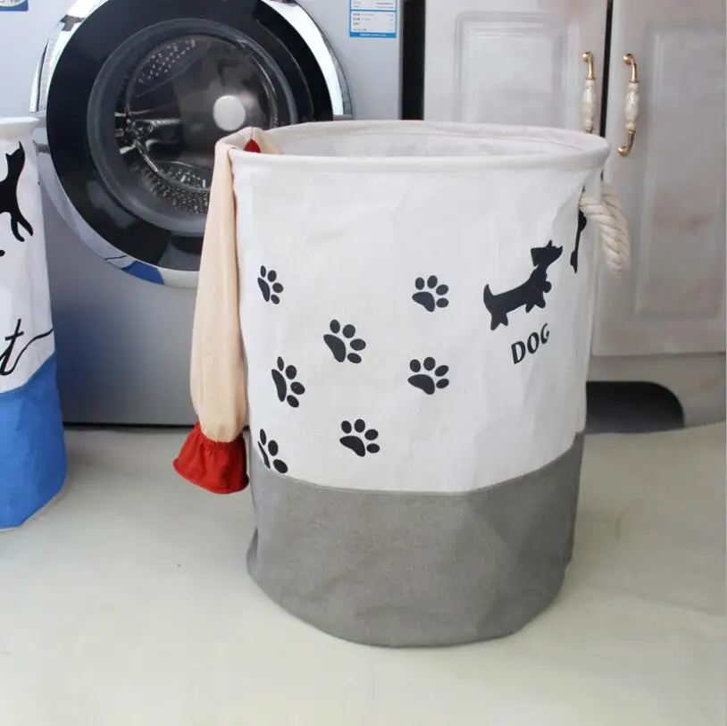 Risanke Mačka in pes Nepremočljiva Pralnica Ovirajo Prenosni Oblačila za Shranjevanje Košare Doma dekoracijo sod Zložljiva otroci igrače organizator