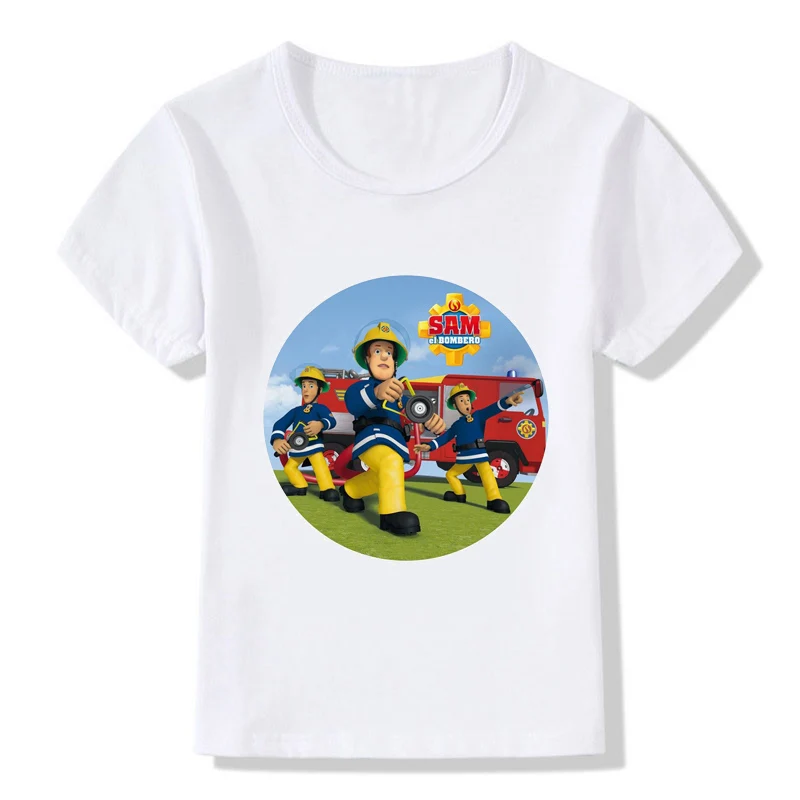 Fireman Sam oblačila Gasilska Design Otroci T Shirt Fantje/Dekleta Veliko Kawaii Kratek Rokav Vrhovi Otrok je Smešno, T-Shirt