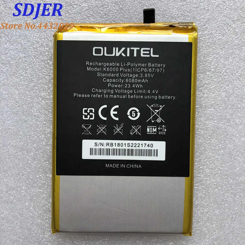 Nov OUKITEL K6000 PLUS Zamenjava 6068mAh Deli pomožno baterijo za OUKITEL K6000 PLUS Pametni Telefon