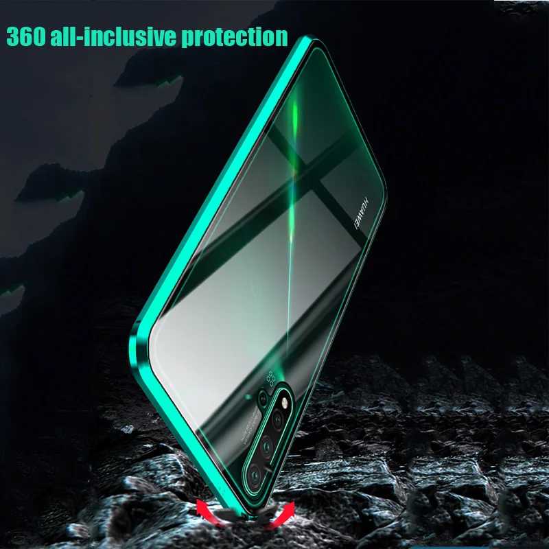 360 Magnetni Adsorpcije Kovinski kovček za Xiaomi 10 Lite Redmi Opomba 9s 8T 7 Pro 9A K20 Mi 10 9T 10T Pro Double-sided (obojestransko), steklen Pokrov