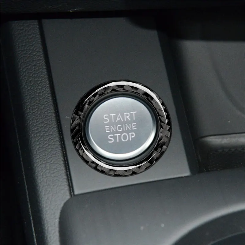 Ogljikovih Vlaken Avto Dodatki Notranjost Zagon Motorja Stop Ključ za Vžig Obroč Zaščitni Pokrov, Trim Nalepke Za Audi A4L 2009-2018