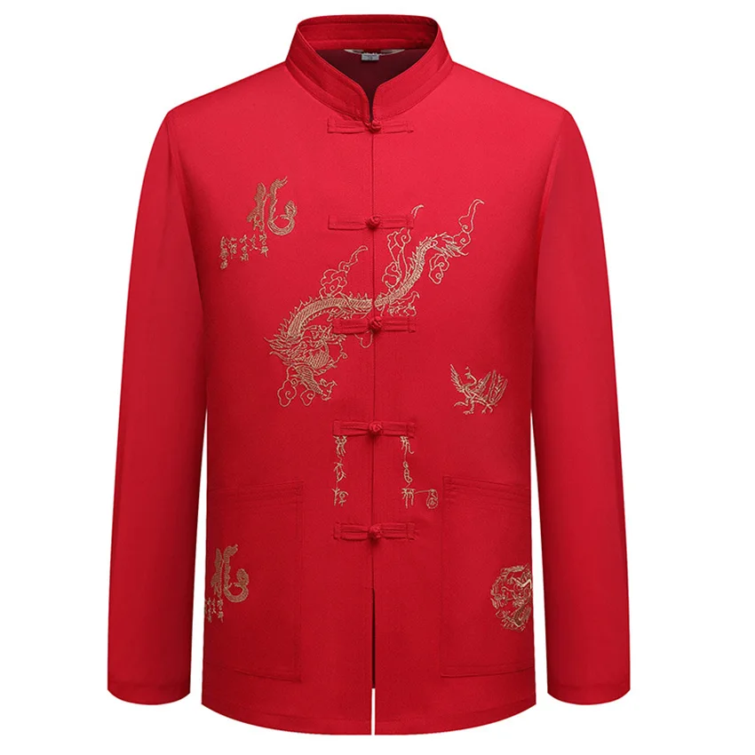 5Colors Zmaj Moška Oblačila Tangsuit Tradicionalna Kitajska Oblačila za Moške, Wushu Stoječi Ovratnik, Rokavi Top Hanfu Dropshopping