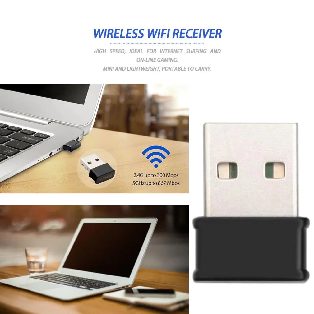 VROČE Mini USB WiFi Adapter 802.11 AC Ključ Omrežna Kartica 1200Mbps 2.4 G & 5G Dual Band Brezžični Wifi Sprejemnik za Prenosni računalnik Desktop