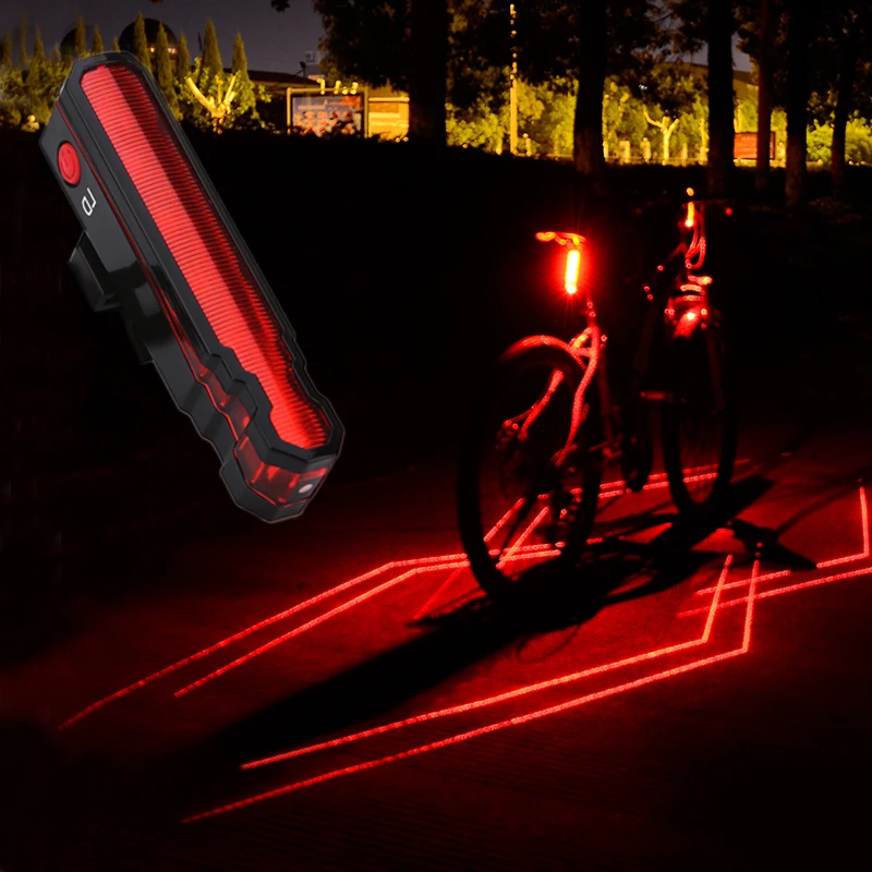 Multi-funkcijski Kolo Rdeče Laserske Luč USB Polnilne Sedež Nazaj Varnost opozorilna Lučka LED Kolesarjenje Zadaj Lučka