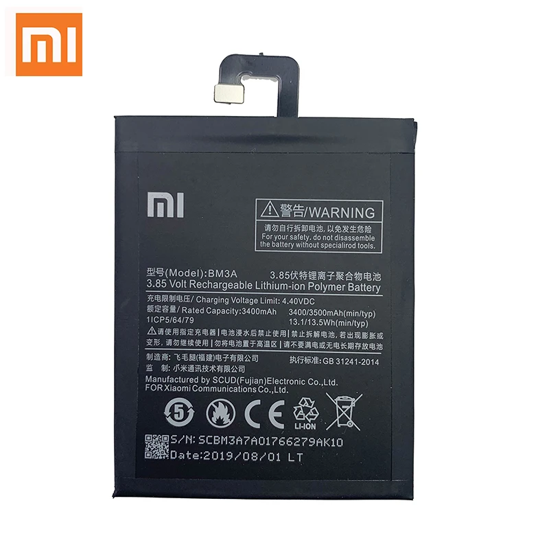 Prvotne Xiao Mi Telefon Baterija BM3A Za Xiaomi Opomba 3 Note3 Zamenjava Baterije 3400mAh Baterijo Telefona Z Orodji,