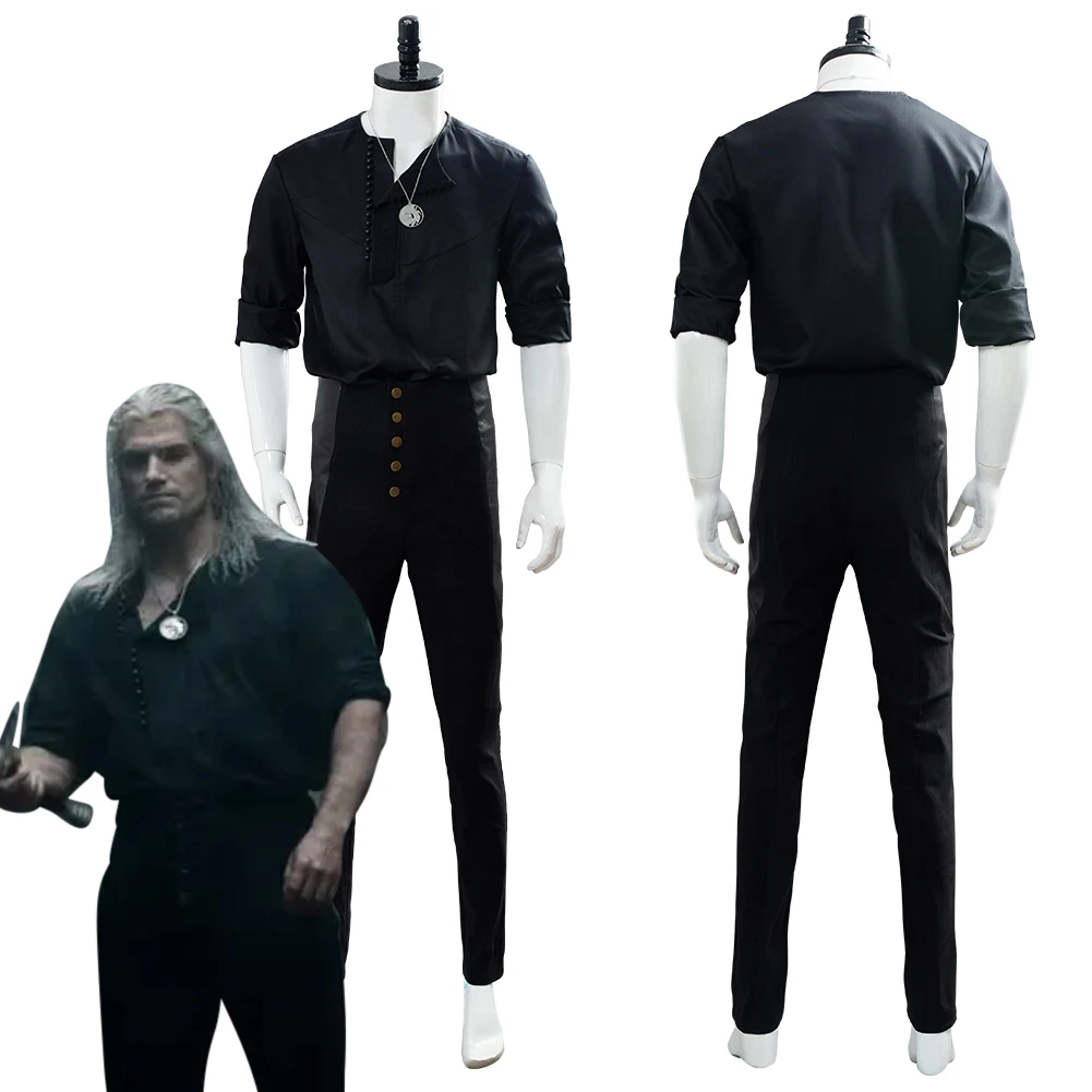 Rivia Kostum Cosplay Priložnostne Obrabe Moški Moški Pustni kostum Halloween Črno Obleko, po Meri Izdelano