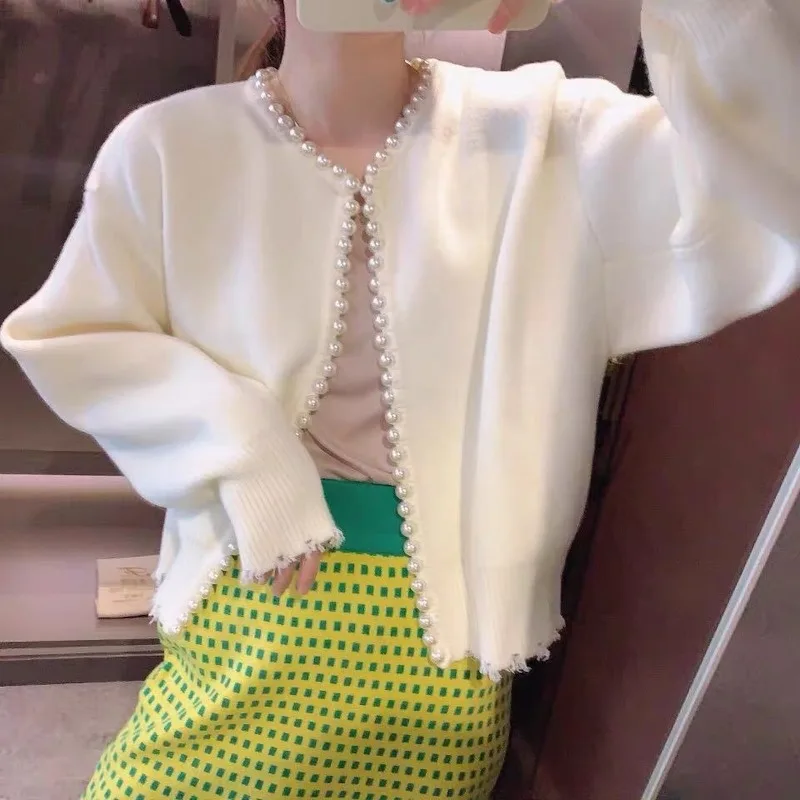 Pomlad Pulover Jopico Ženske Elegantne Oblikovalec Kintted Jopico Ženski Urad Dama Japonski Slog Korejski Pulover Plašč Ženske 2021