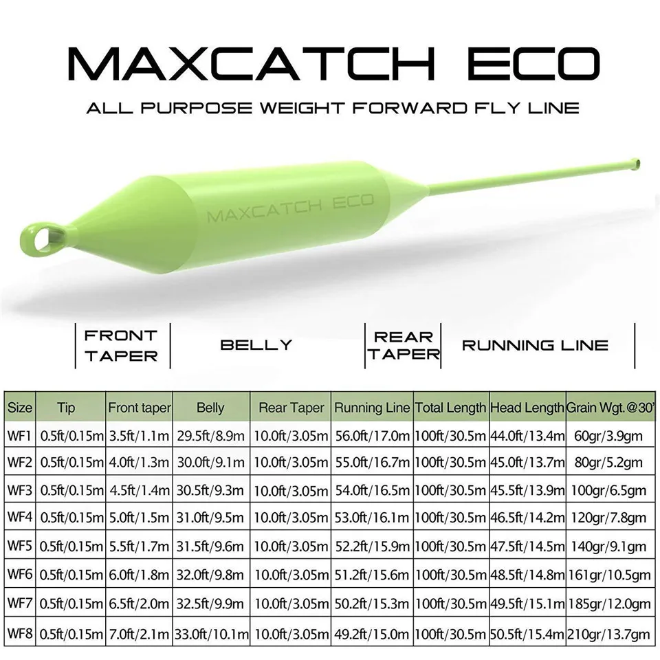Maximumcatch 1/2/3/4/5/6/7/8wt Teža Naprej Letenje Skladu 100FT Plavajoče muharjenje Skladu Z Varjenimi Zanke Multi Color