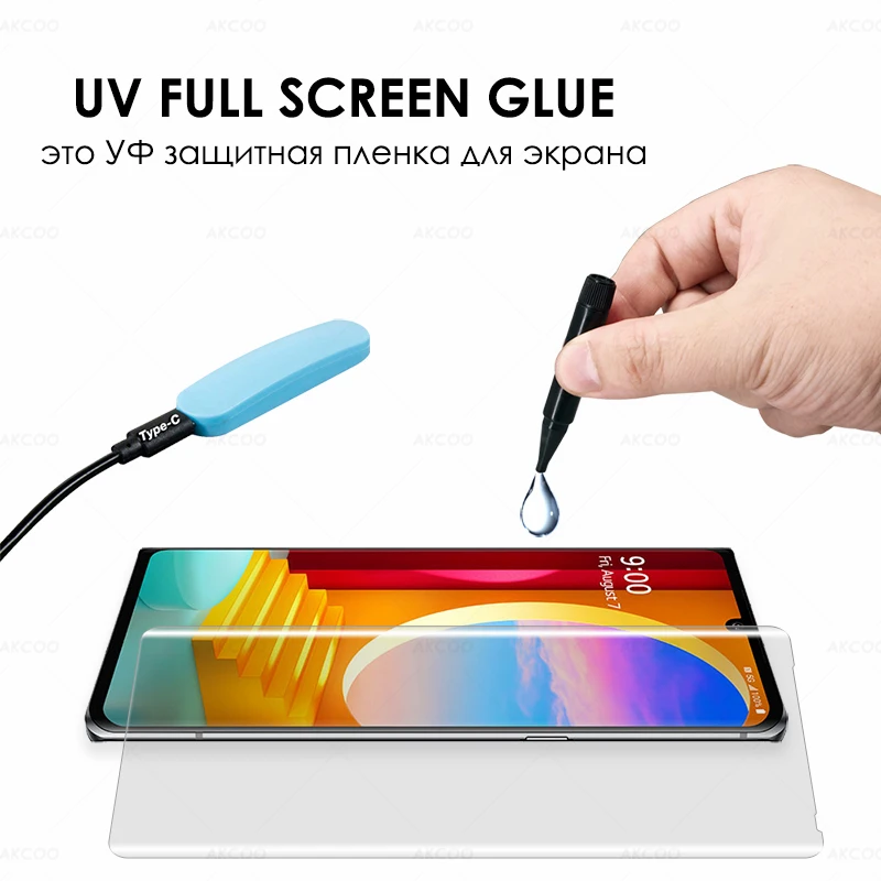 UV Stekla Film za LG ŽAMET Zaščitnik Zaslon Full Zaslon Lepilo, Občutljivo na Dotik Prstnih Odkleni za LG G9, Kaljeno Steklo
