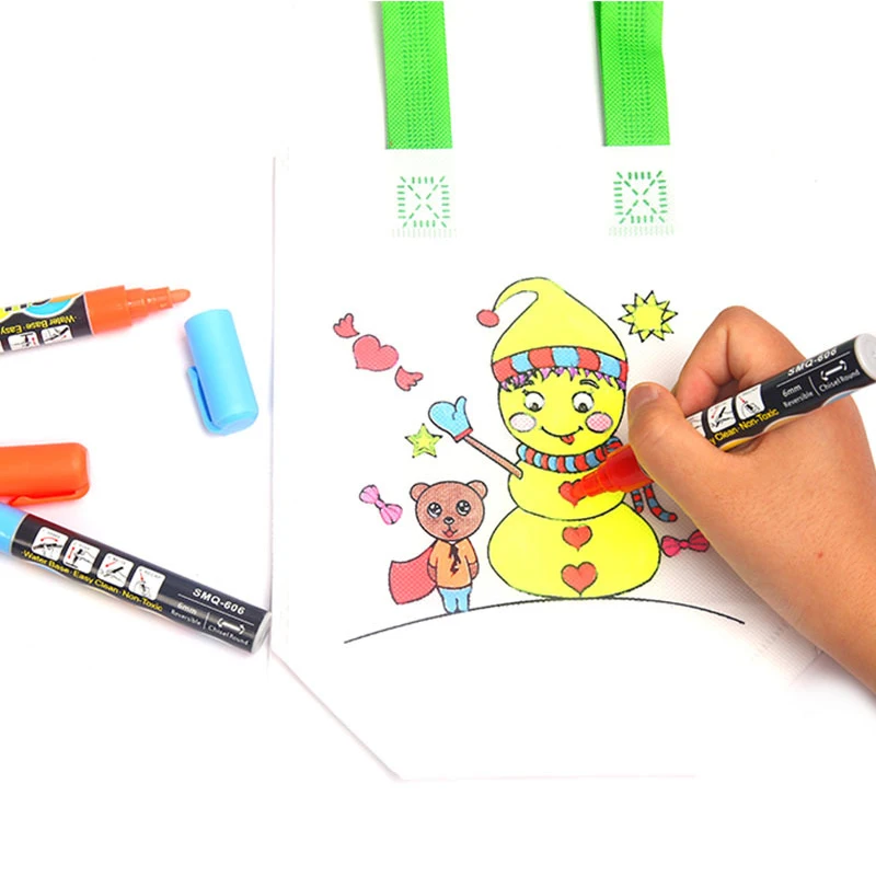 10PCS /Set Otroške Igrače Risanje Igrače DIY Otrok Strani Slikarstvo Ročni Platno Vrečko Ročno Grafiti Igro Z Različnimi Vzorci