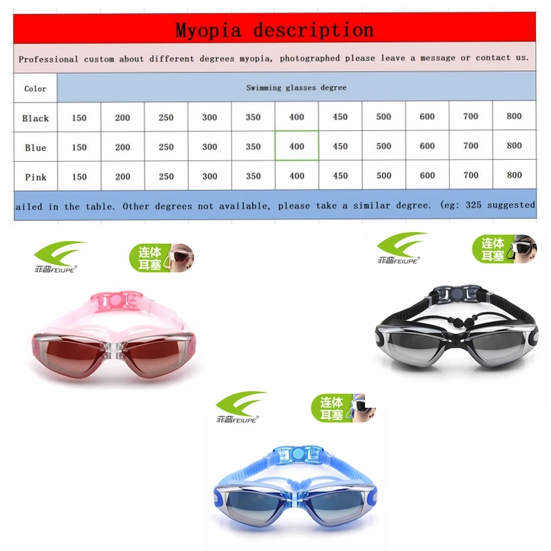 Plavalna Očala Strokovno Silikonski Dioptrije Plavati Očala Na Recept Anti-Fog Hd Plavanje Očala Za Kratkovidnost Moški Ženske Odrasle