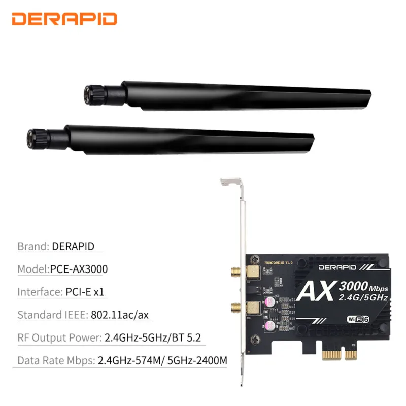 Dual Band 3000Mbps WiFi 6E Intel AX210 Wireless PCIE Adapter 802.11 ax MU-MIMO 2.4 G/5 G/6Ghz za Kartico WiFi Bluetooth5.2 Za Namizni RAČUNALNIK