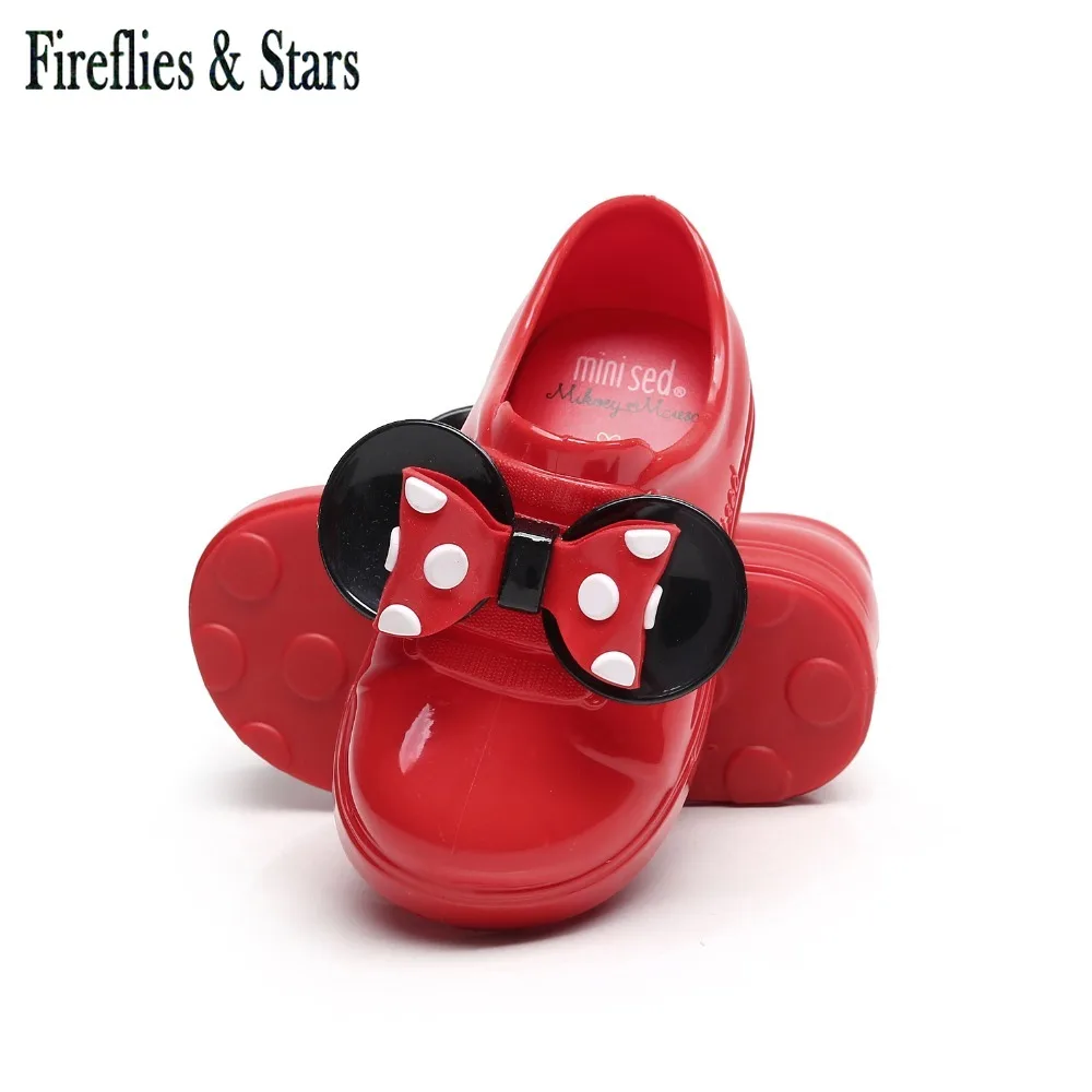 Vse letne čase dekleta jelly čevlji otroci nepremočljiva obutev otroke dež čevlji baby čevlji mehko risanka lok dot 1 do 5 let