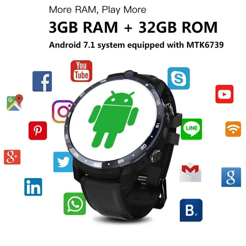 LEM12 Pametno Gledati 4G Obraz ID OS Android 7.1 3G RAM 32 G ROM GPS Srčni utrip Poslovni Moški Moda Pazi