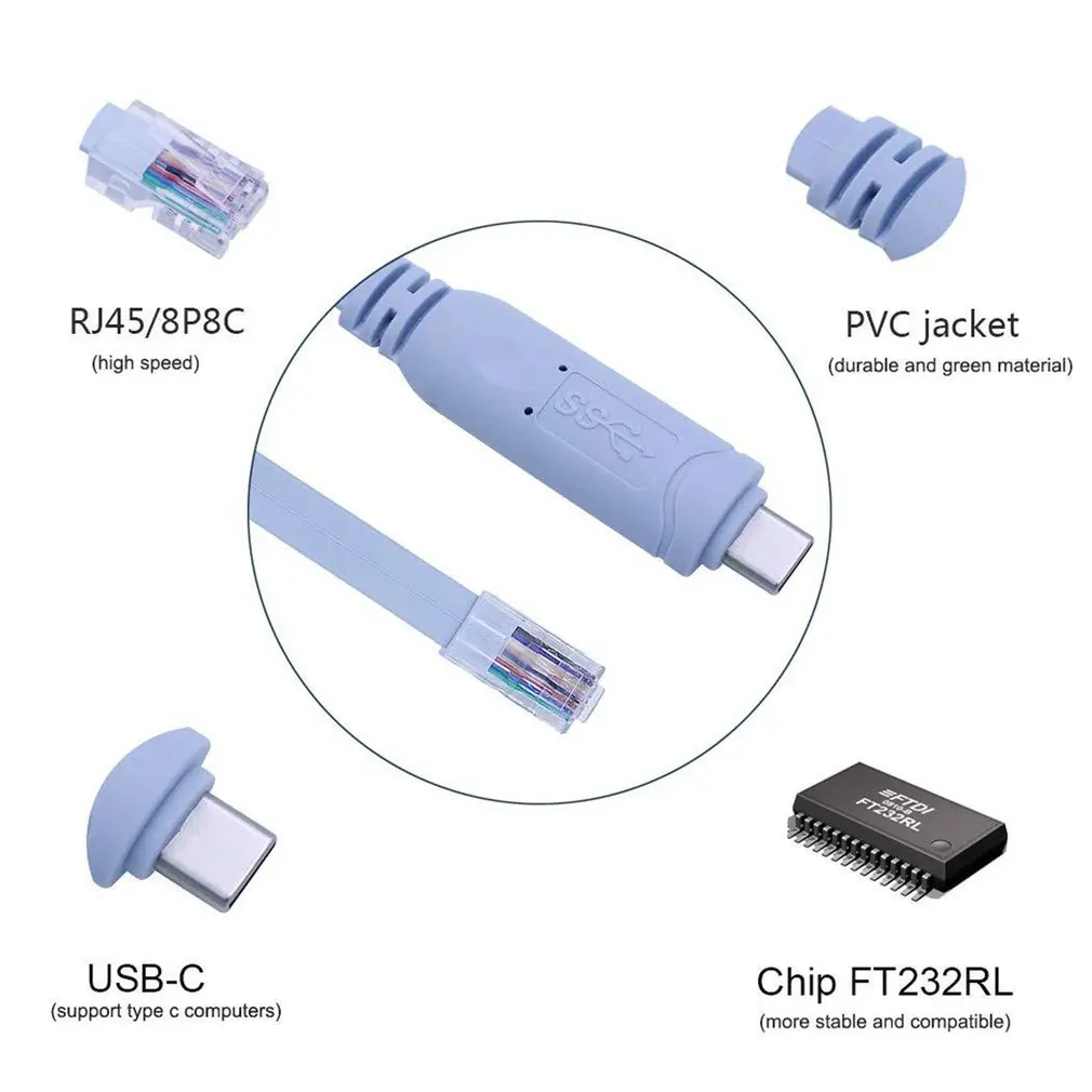 USB/Tip-C Za RJ45 Kabel USB Na Serijski/Rs232 Konzole Prevračanjem Kabel Za Cisco Pot USB2.0 Vmesnik RJ45 Crystal Head Line