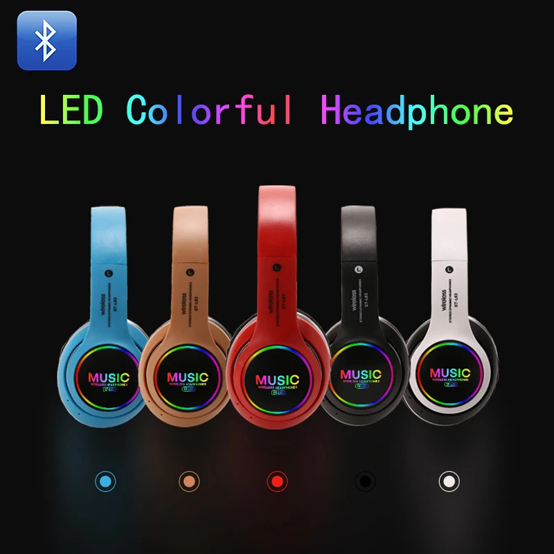 LED Pisane Brezžične Bluetooth Slušalke Zložljive Slušalke Stereo Bas Zvok Nastavljiv Slušalke z Mikrofonom za PC Vse Telefon