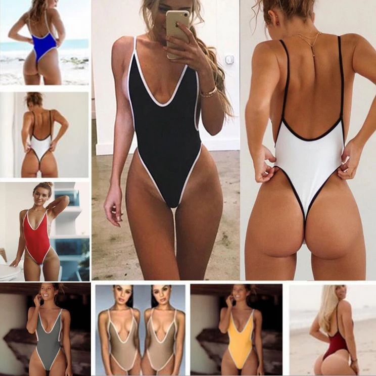 Ženske Trdna Seksi Bikini En kos Backless Brazilski Kopalke Ženske Kopalne Obleke Obleka, Plaža vroče 2019 Nove Kopalke Monokini