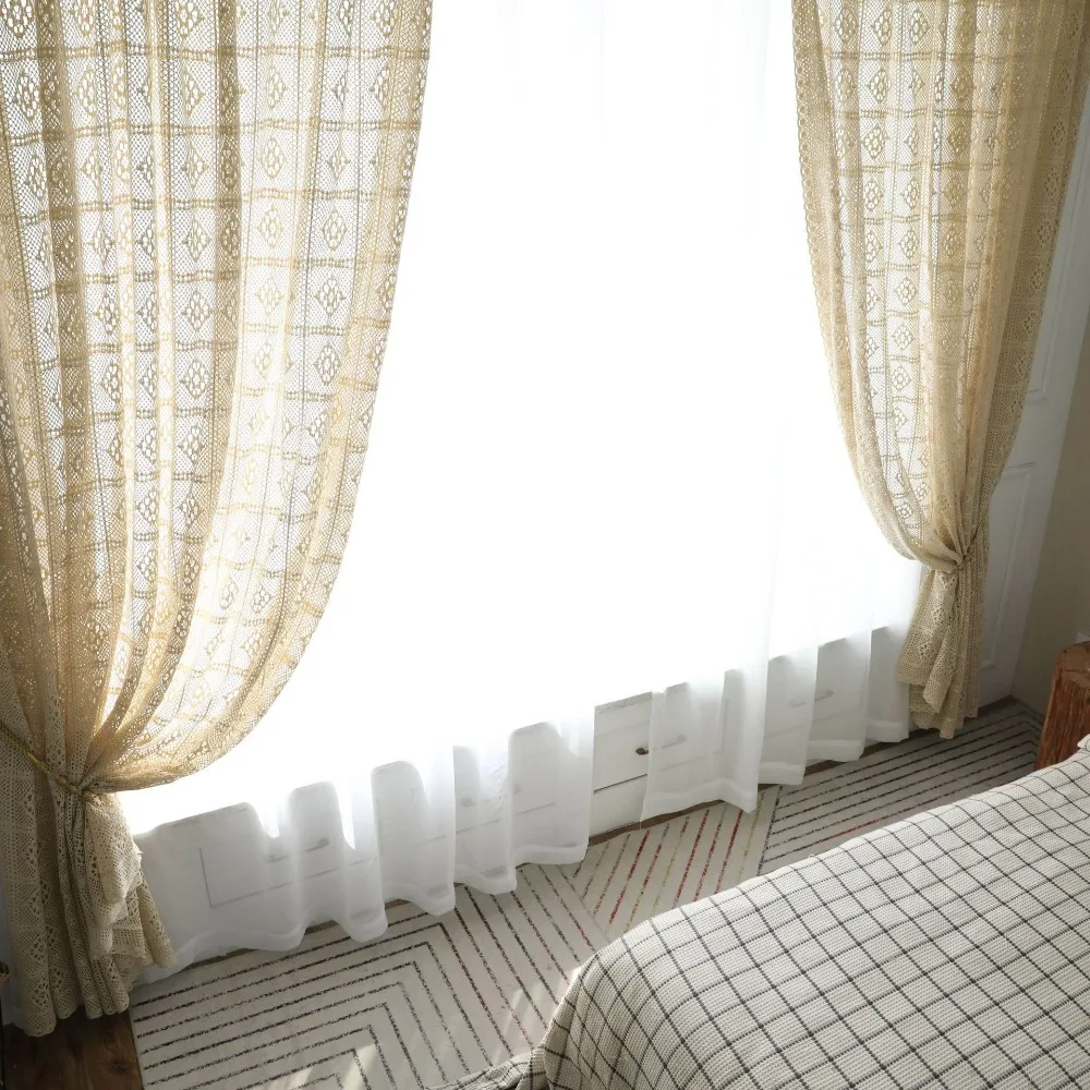 Severna kvačkanje kavelj zavese za dnevno sobo, spalnica cvetlični zavese, draperije zaslona za windows zdravljenje doma dekoracijo