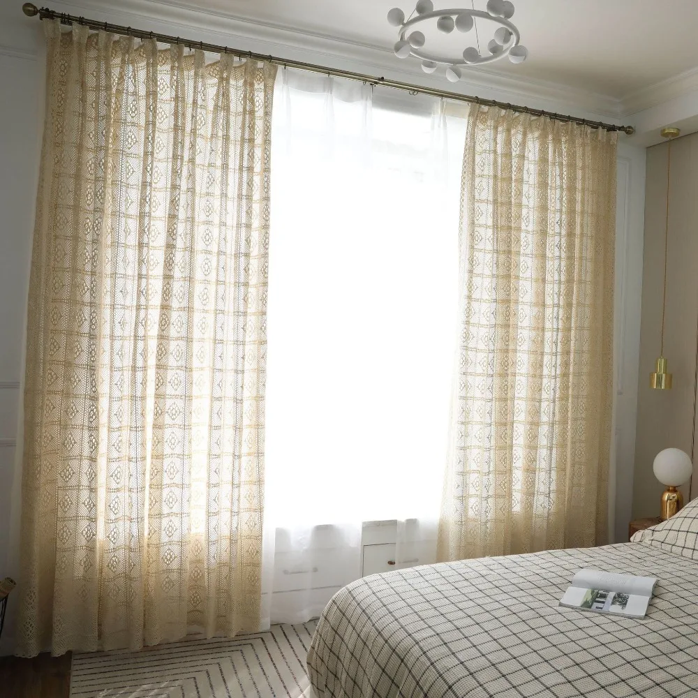 Severna kvačkanje kavelj zavese za dnevno sobo, spalnica cvetlični zavese, draperije zaslona za windows zdravljenje doma dekoracijo