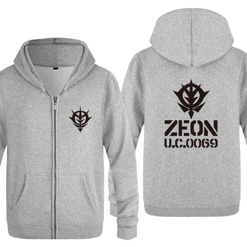 Zeon UC0069 Logotip Anime zgornji del Trenirke Moški 2018 Moški Zadrgo Hooded Runo Kapuco Brezrokavniki
