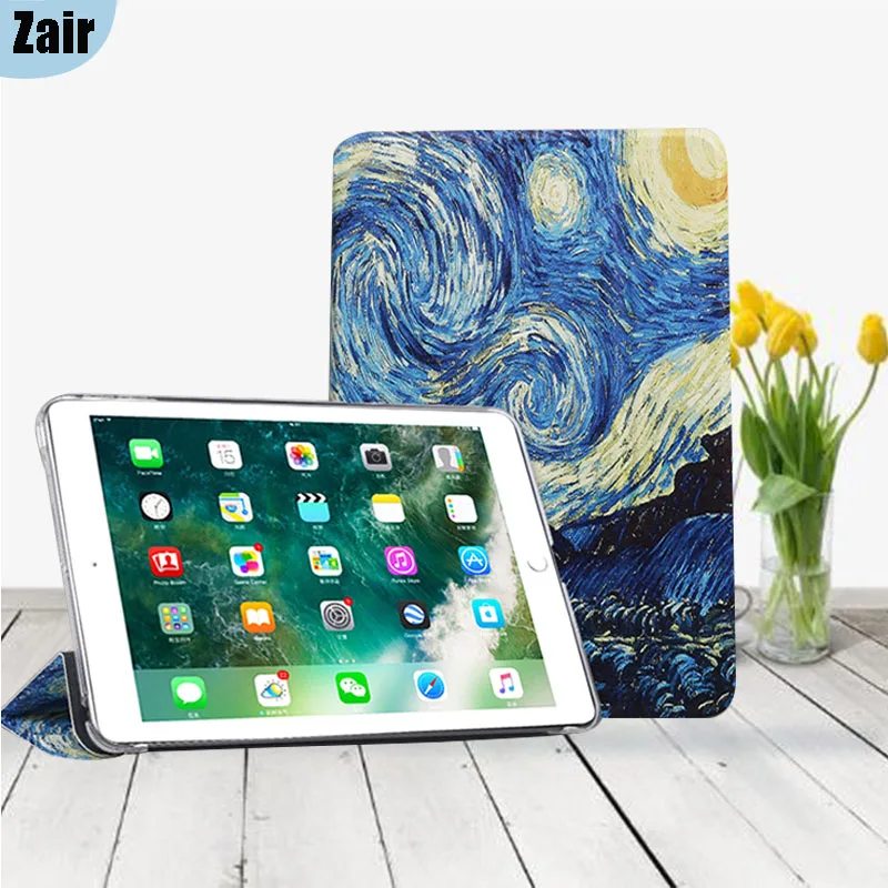 Za Apple iPad 2 3 4 5 6 7 9.7 10.2-inch Tiskanje Tablet Primeru Spanja Zbudi, Flip Naslikal Tablet Kritje Za 5. in 6. 7. generacije