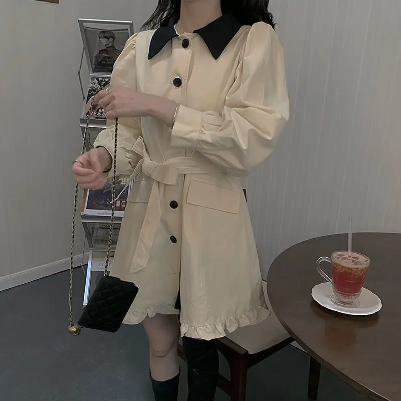 Vintage Elegantno Obleko Ženske Jeseni Mozaik Gumb Sladko Mini Obleka Urad Dama Priložnostne kawaii korejski Moda Vestidos