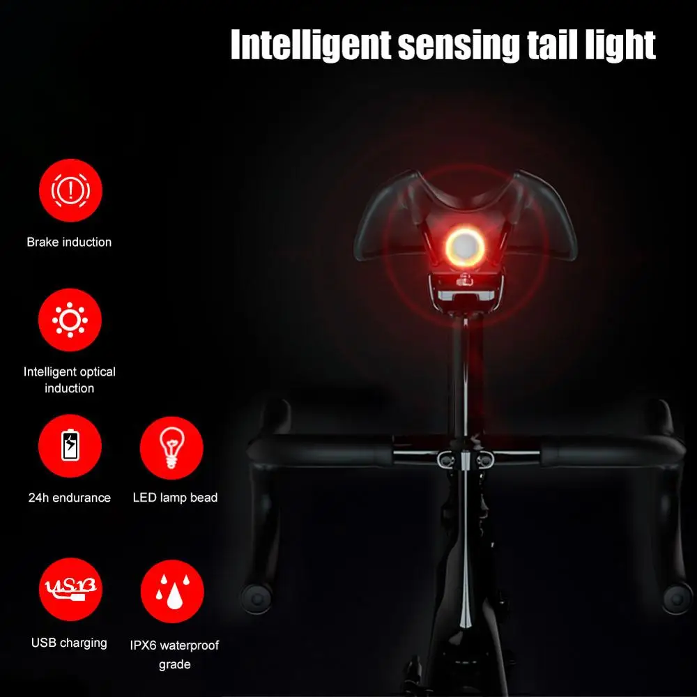 Izposoja Inteligentni Senzor Zavorne Luči Kolesarjenje Kolo Luč USB Polnjenje MTB Cesti Nepremočljiva Zadnje Kolo Svetlobe Svetilka