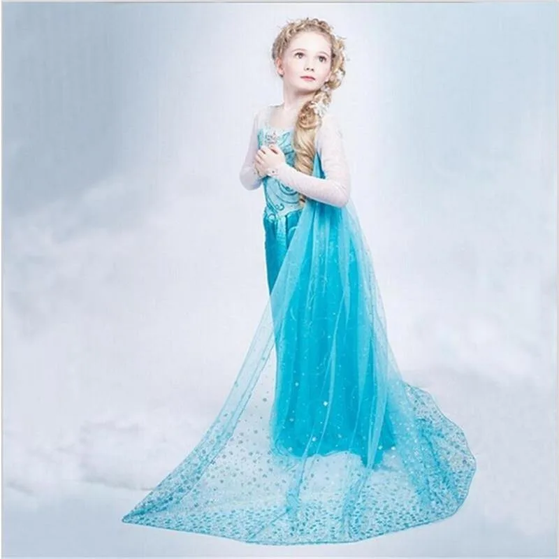 Elsa Oblačenja za Dekleta Disney Oblačila Baby Dekle, Princesa Cosplay Elza Stranka Kostum New Years Eve Obleko Očesa Otroci Oblačila