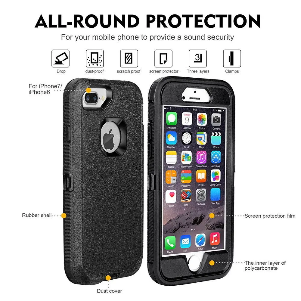 Velik Vpliv Hibridnih Shockproof Kritje velja Za iPhone 6 6s 7 8 Plus Težka Zaščita Telefona Primerih & Pasom