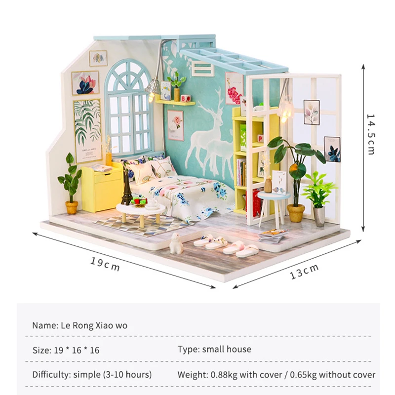 DIY Miniaturni Lutke Komplet 3D Lesene Hiše Model Stavbe Roombox Novo Leto Darilo za Rojstni dan Igrače Za Otroke Lutka Hiša Pohištvo