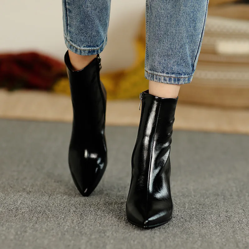 FEDONAS 2020 Pozimi Strani Zadrgo Čevlji Ženska Petah Elegantno Pravega Usnja Visoke Hels Škornji Škornji Stranka DancingNew Zimski Škornji