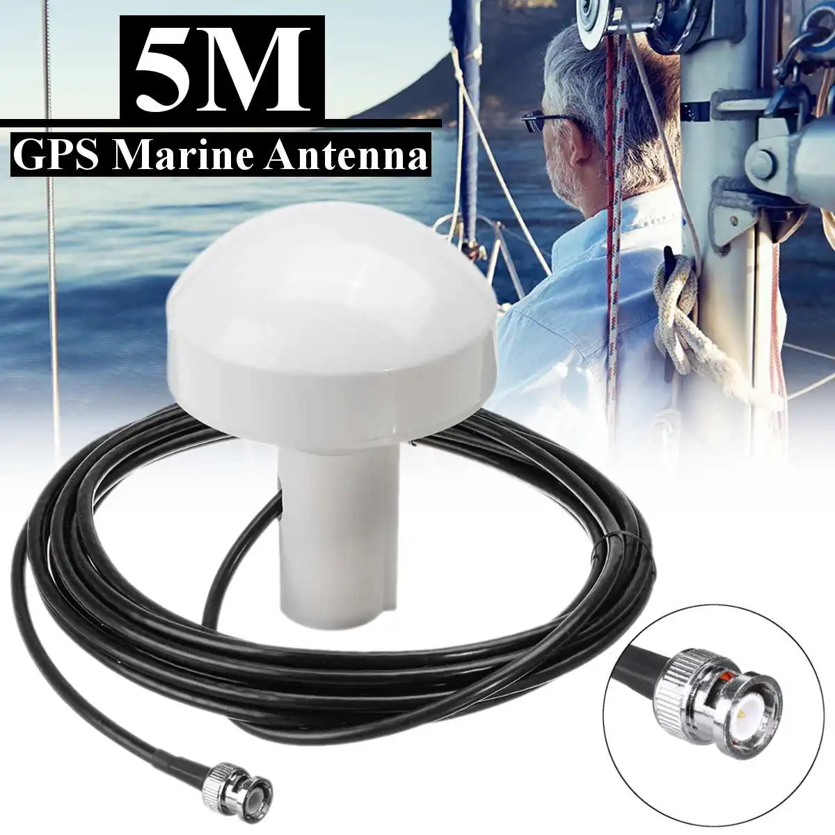 GPS Čas Antena 1575+/-5 MHz Morskega Zraka BNC Moški Vtič 5M Kabel Navigacijski Signal Antene Booster 3-5V xternal Morskega Čolna