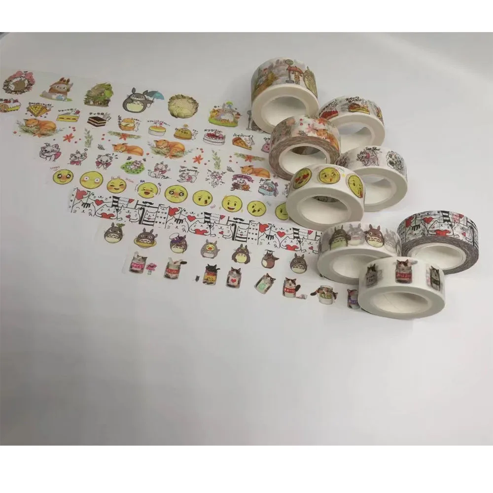 Alideco 10 kos Washi Maskiranje Trakovi Živali Mačka Torto Dekorativni Lepilni Scrapbooking DIY Papir Japonski Nalepke Velikosti 1,5 cm*10m