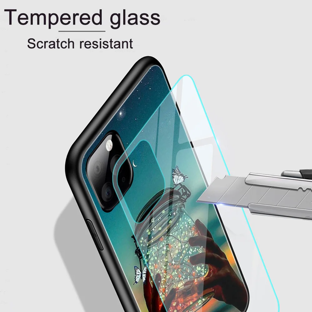 Sanje Zvezdnato Nebo Funda Primeru za Iphone 12 Pro primeru za Iphone 12 11 XR Pro XS MAX X 7 8 6 6S Plus SE 2020 Kaljeno Steklo Ohišje