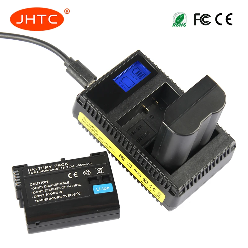 JHTC EN-EL15 EN EL15 ENEL15 EL15A Baterije ali LCD Dvojni USB Polnilec za Nikon D850 D810 D800 D750 D7500 D7200 D7100 D610 D600