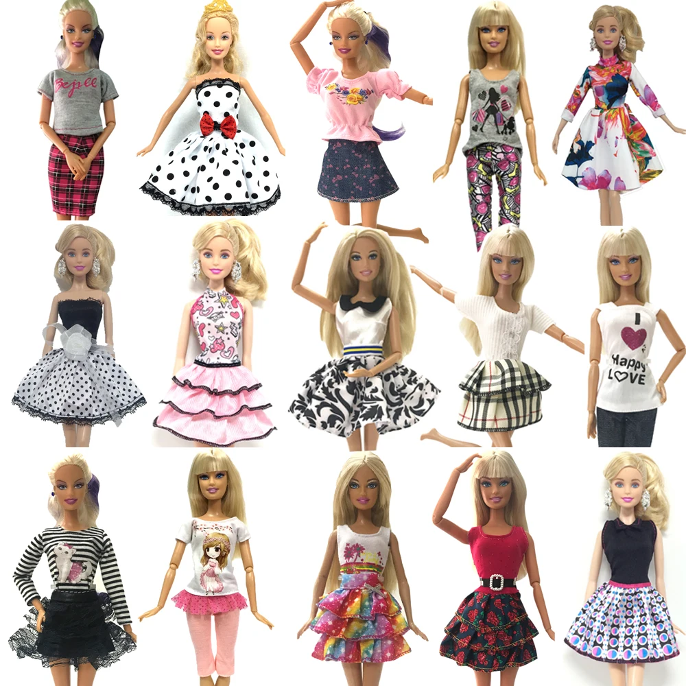 NK 10 Nastavitev/Veliko Naključno Mešanico Sloga Najnovejši Lutka Obleko Lepo Stranka Oblačila Top Moda Obleko Za Barbie Lutka Najboljše Deklice Darilo