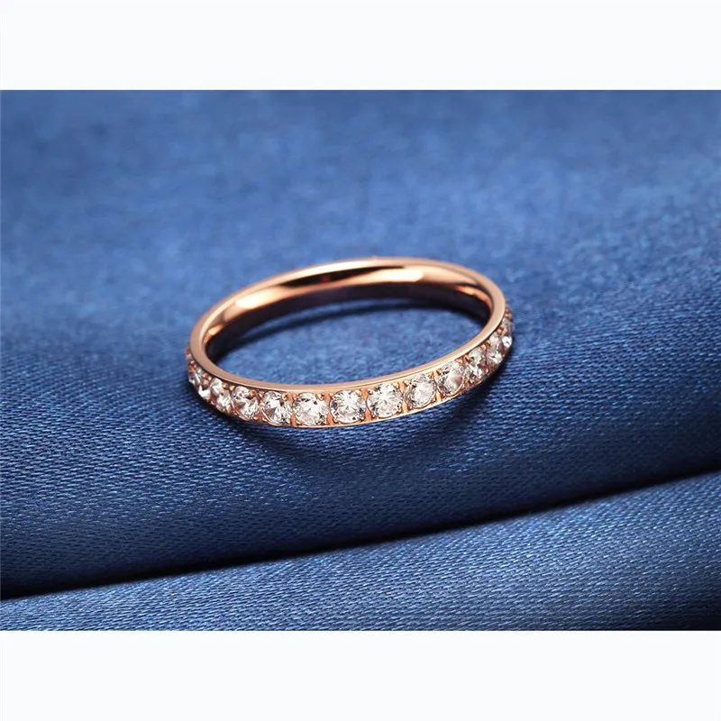 TIGRADE Rose Zlata prstana za Ženske Titana 3 mm Obroč Kubičnih Cirkonij Obletnico Angažiranost, Poročni Bend, anillos mujer