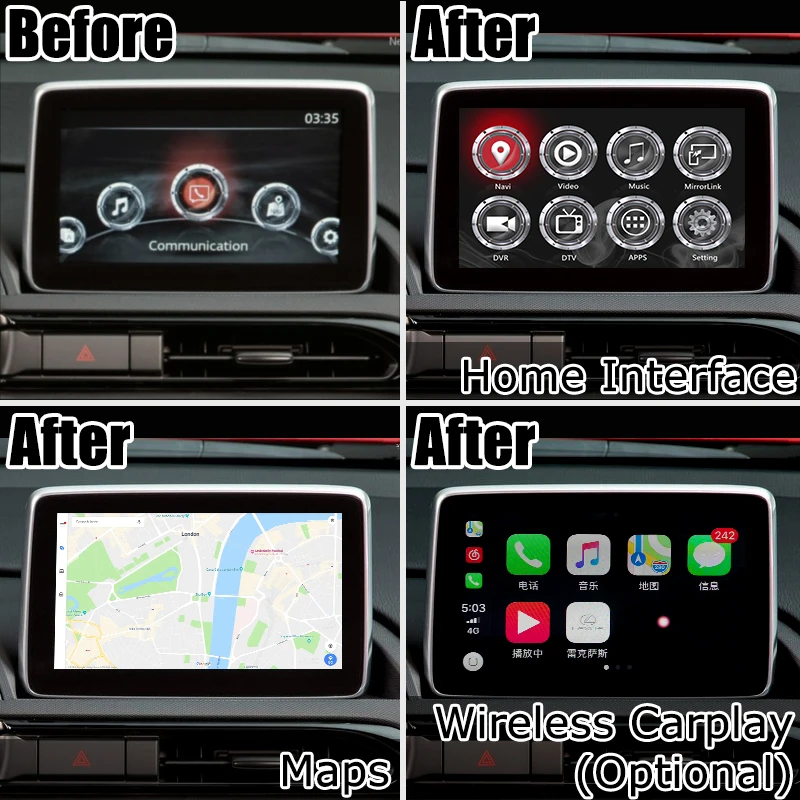 Android / Carplay Vmesnik polje za nova Mazda MX-5 FIAT 124 Spider z GPS navigacijo video vmesnik polje waze yandex za Lsailt