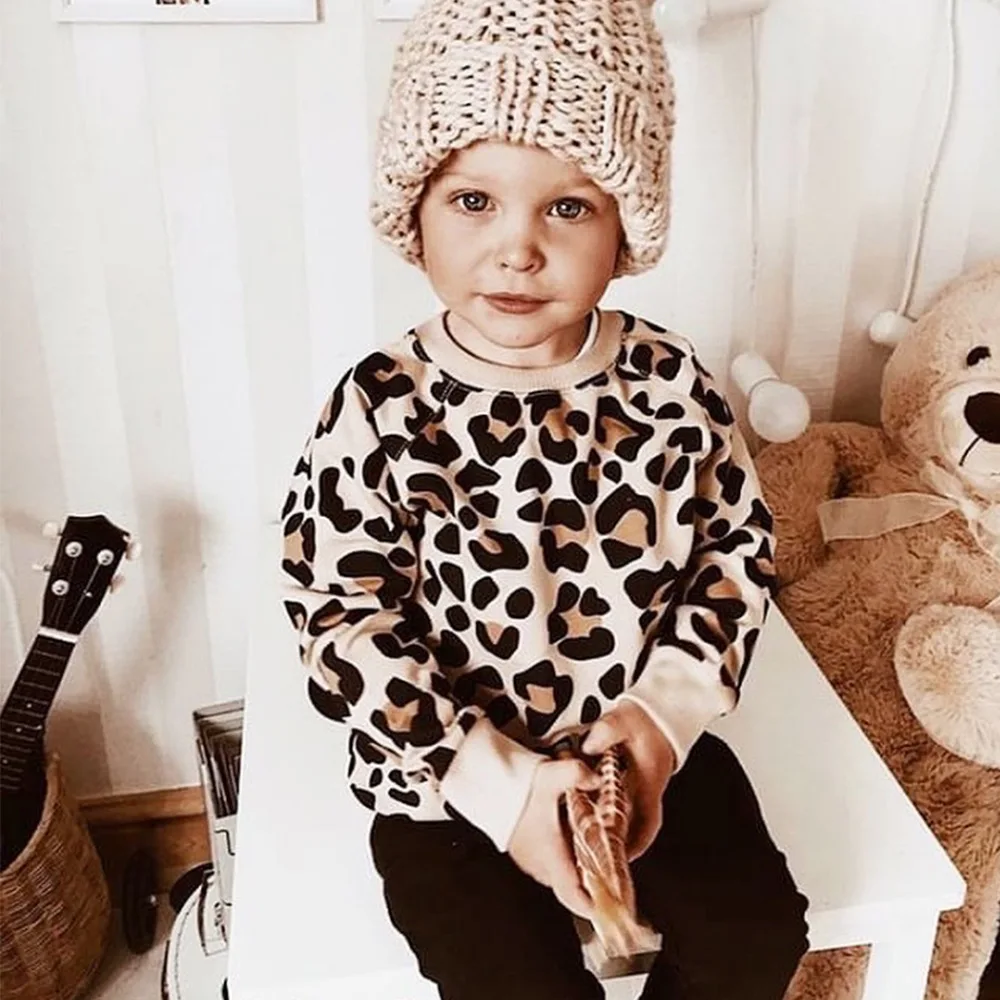 Baby Jopica Otrok Leopard Zajček Tiskanja Puloverji Dekle, Fant Oblačila Moda Srčkan Malčka, Girl Obleke Pomlad Jesen 1-8T Obrabe