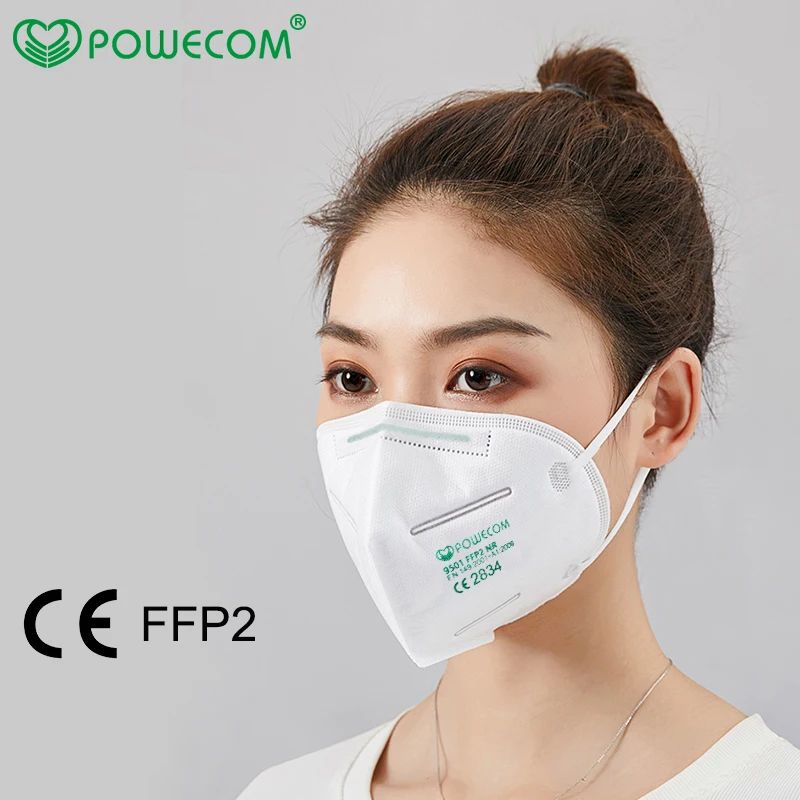 Maske FFP2 POWECOM 10PCS/Bag Zaščitno Masko CE Certifikacijo Filtracija Večkratno uporabo Higiensko Ficial Usta Masko Žarilna Usta Pokrov