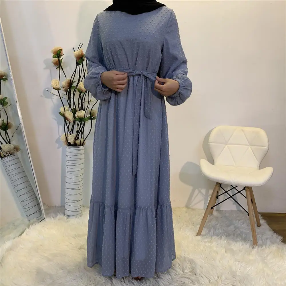 Bližnji Vzhod Moda Muslimanskih Za Ženske Dolga Obleka Z Oblog Til Polka Dot Haljo 2020 Vroče Prodaje Turčija Islamska Oblačila Vestidos