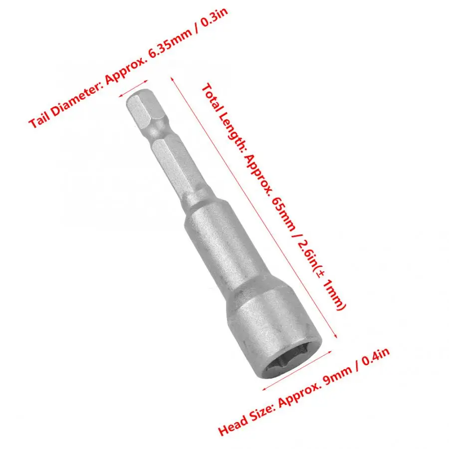 5pcs Magnetni Hex Vtičnico orodnega Jekla Električni Izvijač Magnetni Vrtalni Sveder Adapter 9 mm izvijač bit