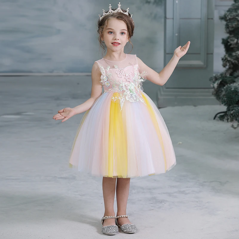 Dekleta Princesa Obleko Otroci Obleke za Dekleta Tutu Čipke Cvet Vezene Dekliška Oblačila, Otroci, Poroka Stranka Obleko Žogo Obleke