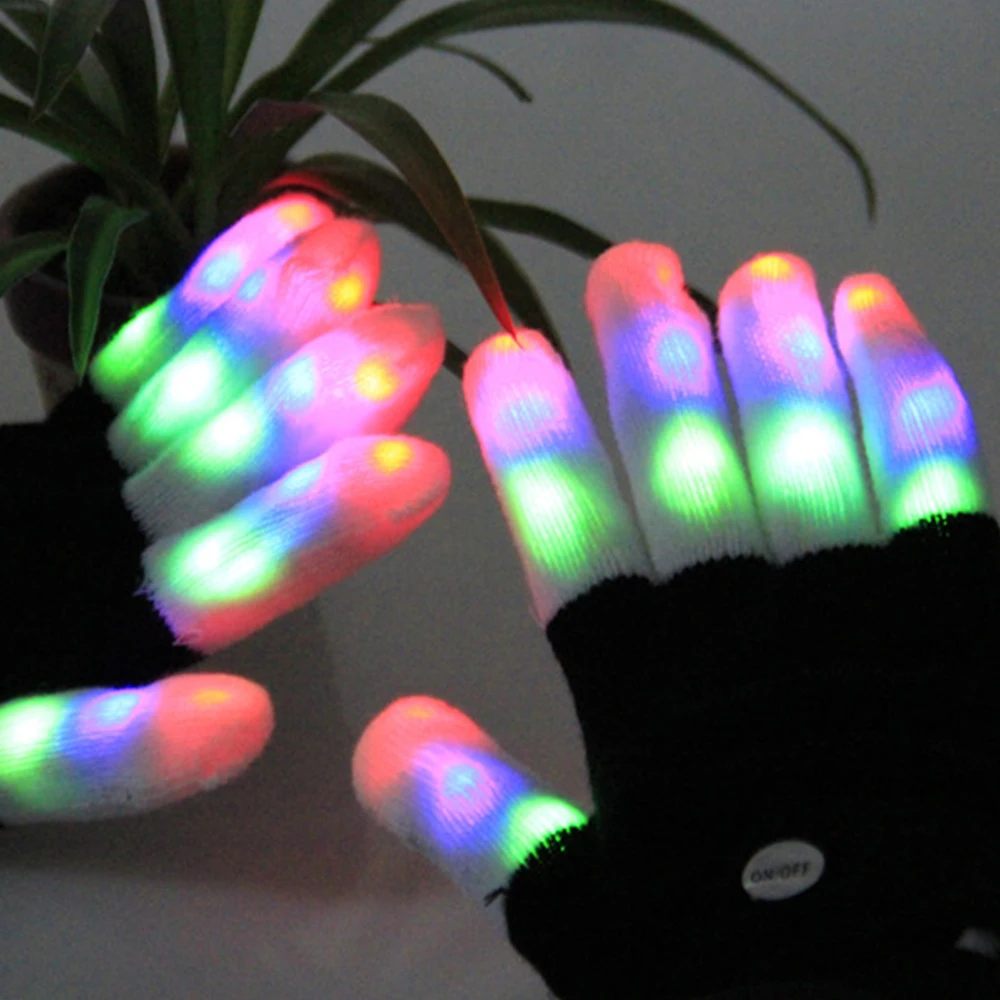 Smešno 1 Par LED Utripa Čarobno Rokavice Žareti V Temno Igrače za Otroke, Odrasle Prst prižgejo Božično Darilo Novost Stranka Igrače