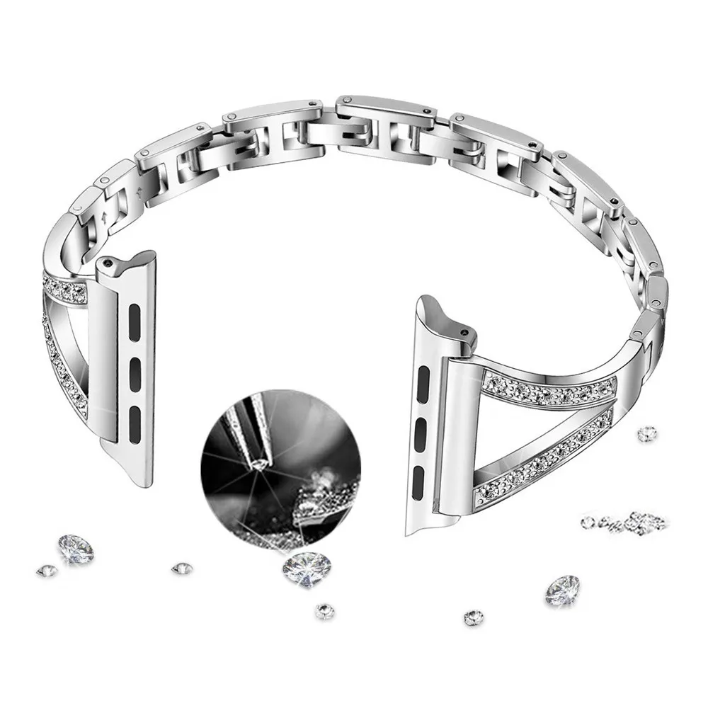 Moda za Ženske Diamantno Zapestnico za Apple ura SE Band Serije 6 5 4 3 Enostavno Prilagoditev Kovinski Trak za iWatch 40 mm 44 mm 38 mm 42mm