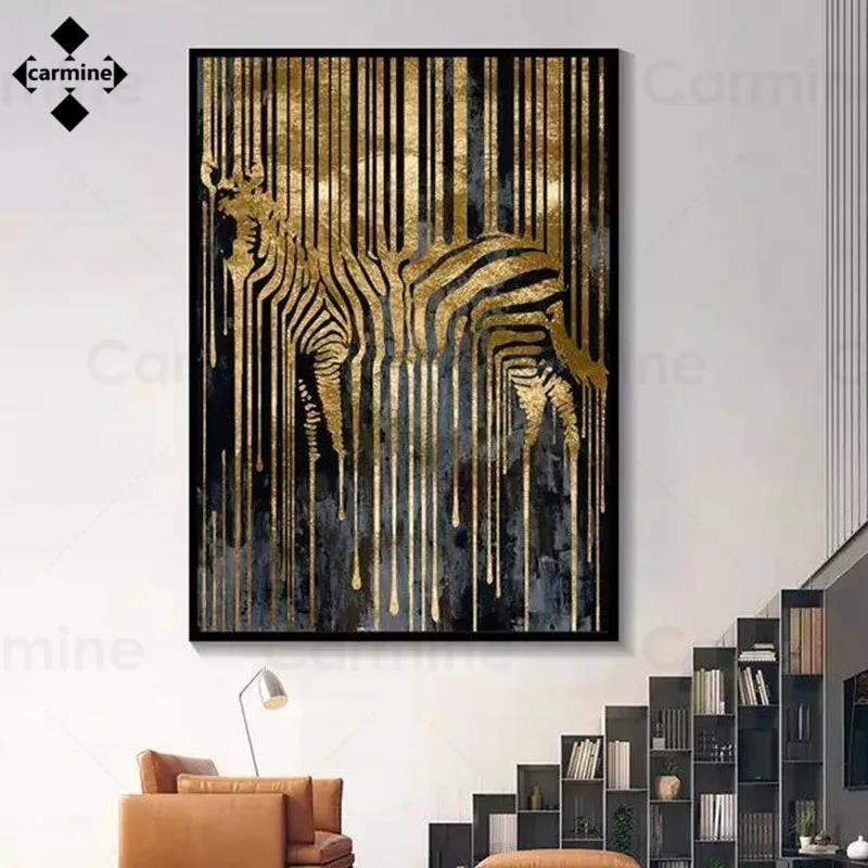 Zlato Folijo Konj Platno Slikarstvo Plakatov in Fotografij Zebra Živali Plakati Sodobno Abstraktno Stenske Slike za Soba Dekor