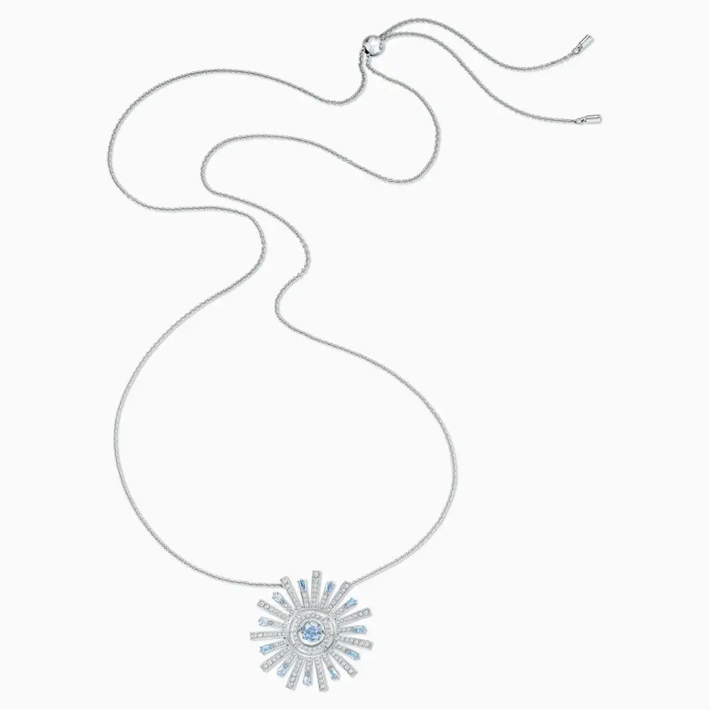 2020 Modni Nakit SWA Novo SONCE Obesek Cvet Obliko cvetnih listov Modro Kristalno Beli Verigi Ženske Luksuzni Nakit Darilo