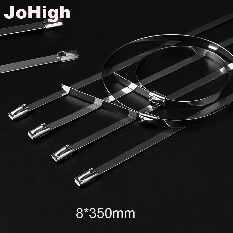 JoHigh 100 kozarcev Self-LockingStainless Kabel Kravato Težka Zip Vezi 8*350 350 mm Posnetke Organizator